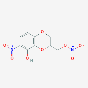 molecular formula C9H8N2O8 B1211283 8-Hydroxy-2-nitromethyl-7-nitro-1,4-benzodioxane CAS No. 107580-00-7