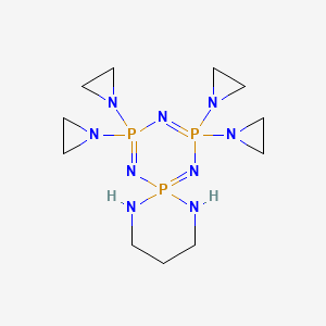 molecular formula C11H24N9P3 B1211284 2,2,4,4-Tetrakis(aziridin-1-yl)-1,3,5,7,11-pentaza-2lambda5,4lambda5,6lambda5-triphosphaspiro[5.5]undeca-1(6),2,4-triene CAS No. 91489-41-7