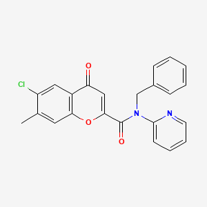 molecular formula C23H17ClN2O3 B12113007 N-benzyl-6-chloro-7-methyl-4-oxo-N-(pyridin-2-yl)-4H-chromene-2-carboxamide 