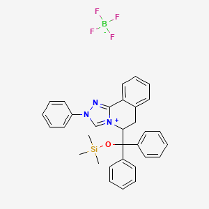 molecular formula C32H32BF4N3OSi B12113049 [Diphenyl-(2-phenyl-5,6-dihydro-[1,2,4]triazolo[3,4-a]isoquinolin-4-ium-5-yl)methoxy]-trimethylsilane;tetrafluoroborate 