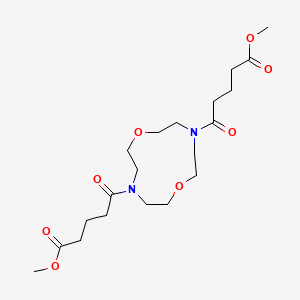 molecular formula C20H34N2O8 B1211308 5-[10-(5-Methoxy-1,5-dioxopentyl)-1,7-dioxa-4,10-diazacyclododec-4-yl]-5-oxopentanoic acid methyl ester 