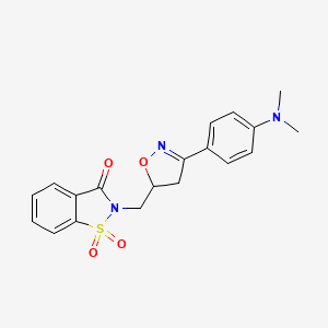 molecular formula C19H19N3O4S B1211309 2-[[3-[4-(Dimethylamino)phenyl]-4,5-dihydroisoxazol-5-yl]methyl]-1,1-dioxo-1,2-benzothiazol-3-one 