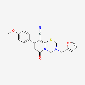 3-(2-Furanylmethyl)-8-(4-methoxyphenyl)-6-oxo-2,4,7,8-tetrahydropyrido[2,1-b][1,3,5]thiadiazine-9-carbonitrile