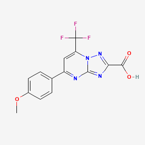 molecular formula C14H9F3N4O3 B1211311 5-(4-Methoxyphenyl)-7-(trifluoromethyl)-[1,2,4]triazolo[1,5-a]pyrimidine-2-carboxylic acid 
