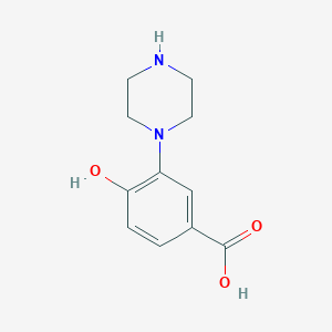 molecular formula C11H14N2O3 B12113128 Benzoic acid, 4-hydroxy-3-(1-piperazinyl)- CAS No. 446831-31-8