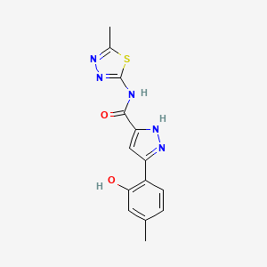 molecular formula C14H13N5O2S B12113154 5-(2-hydroxy-4-methylphenyl)-N-(5-methyl-1,3,4-thiadiazol-2-yl)-1H-pyrazole-3-carboxamide 