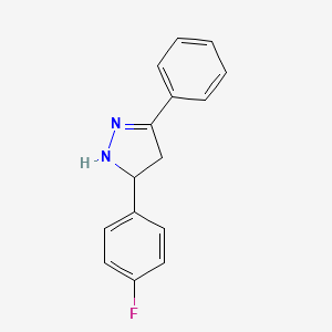 molecular formula C15H13FN2 B12113200 1H-Pyrazole, 5-(4-fluorophenyl)-4,5-dihydro-3-phenyl- CAS No. 1611-84-3
