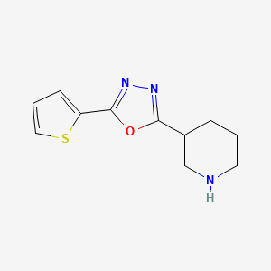 molecular formula C11H13N3OS B12113226 3-(5-Thiophen-2-YL-1,3,4-oxadiazol-2-YL)piperidine 