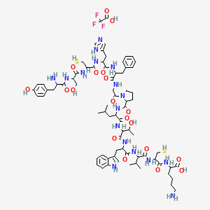 molecular formula C74H102F3N17O19S2 B12113295 H-DL-Tyr-DL-Ser-DL-Cys-DL-His-DL-Phe-Gly-DL-Pro-DL-Leu-DL-xiThr-DL-Trp-DL-Val-DL-Cys-DL-Lys-OH.TFA 
