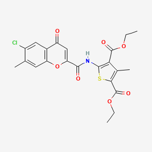 molecular formula C22H20ClNO7S B12113975 diethyl 5-{[(6-chloro-7-methyl-4-oxo-4H-chromen-2-yl)carbonyl]amino}-3-methylthiophene-2,4-dicarboxylate 