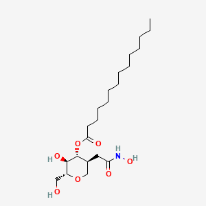 molecular formula C22H41NO7 B1211400 1,5-Anhydro-2-C-(carboxymethyl-N-hydroxyamide)-2-deoxy-3-O-myristoyl-D-glucitol 
