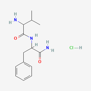 molecular formula C14H22ClN3O2 B12114111 (2S)-2-Amino-N-[(1S)-1-carbamoyl-2-phenylethyl]-3-methylbutanamide hydrochloride 