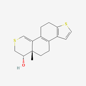 molecular formula C16H18OS2 B1211419 (5aS,6S)-5a-methyl-4,5,6,7,10,11-hexahydro-[1]benzothiolo[4,5-h]isothiochromen-6-ol CAS No. 78854-35-0
