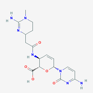 molecular formula C17H23N7O5 B1211455 (2S,3S,6R)-3-[[2-(2-amino-1-methyl-5,6-dihydro-4H-pyrimidin-4-yl)acetyl]amino]-6-(4-amino-2-oxopyrimidin-1-yl)-3,6-dihydro-2H-pyran-2-carboxylic acid 