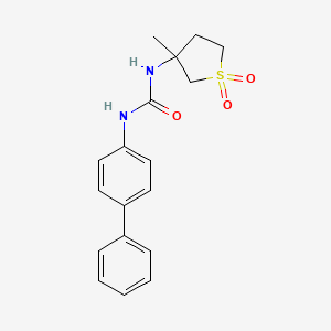 molecular formula C18H20N2O3S B12114876 Urea, N-[1,1'-biphenyl]-4-yl-N'-(tetrahydro-3-methyl-1,1-dioxido-3-thienyl)- CAS No. 507454-66-2