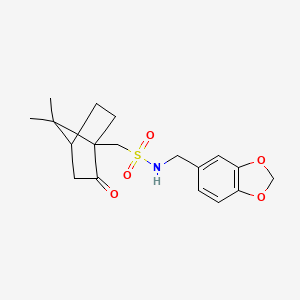 molecular formula C18H23NO5S B12115160 N-(1,3-benzodioxol-5-ylmethyl)-1-(7,7-dimethyl-2-oxobicyclo[2.2.1]hept-1-yl)methanesulfonamide 