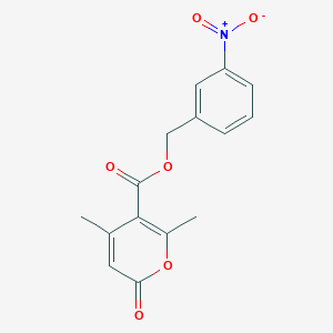 molecular formula C15H13NO6 B1211520 2,4-Dimethyl-6-oxo-3-pyrancarboxylic acid (3-nitrophenyl)methyl ester 