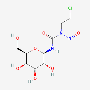 molecular formula C9H16ClN3O7 B1211523 1-(2-chloroethyl)-1-nitroso-3-[(2R,4S,5S,6R)-3,4,5-trihydroxy-6-(hydroxymethyl)oxan-2-yl]urea CAS No. 58484-07-4