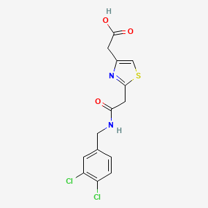 molecular formula C14H12Cl2N2O3S B12115240 4-Thiazoleacetic acid, 2-[2-[[(3,4-dichlorophenyl)methyl]amino]-2-oxoethyl]- CAS No. 927986-31-0