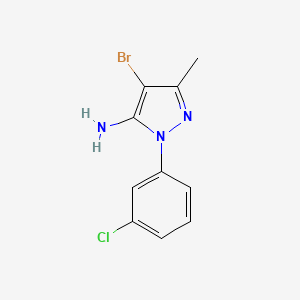 molecular formula C10H9BrClN3 B12115400 1H-Pyrazol-5-amine, 4-bromo-1-(3-chlorophenyl)-3-methyl- CAS No. 1020703-65-4