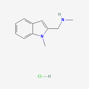 molecular formula C11H15ClN2 B12115458 N-methyl-1-(1-methylindol-2-yl)methanamine;hydrochloride CAS No. 3238-78-6