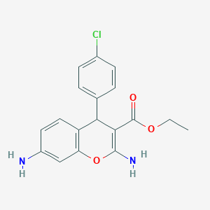 molecular formula C18H17ClN2O3 B12115520 ethyl 2,7-diamino-4-(4-chlorophenyl)-4H-chromene-3-carboxylate 