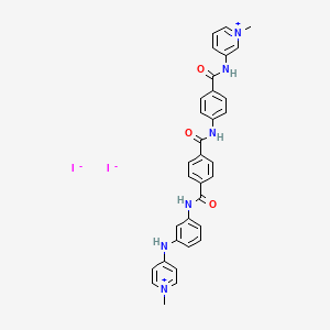 molecular formula C33H30I2N6O3 B1211570 Pyridinium, 1-methyl-3-(p-(p-((m-((1-methylpyridinium-4-yl)amino)phenyl)carbamoyl)benzamido)benzamido)-, diiodide CAS No. 20986-31-6