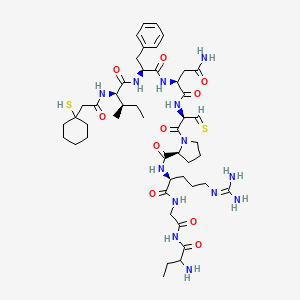 molecular formula C47H73N13O10S2 B1211574 Argipressin, beta-mercapto-beta,beta-cyclopentamethylenepropionic acid(1)-ile(2)-abu(4)- CAS No. 88686-52-6