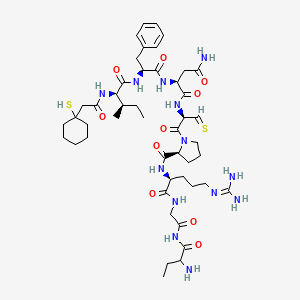 (2S)-N-[(2R)-1-[(2S)-2-[[(2S)-1-[[2-(2-aminobutanoylamino)-2-oxoethyl]amino]-5-(diaminomethylideneamino)-1-oxopentan-2-yl]carbamoyl]pyrrolidin-1-yl]-1-oxo-3-sulfanylidenepropan-2-yl]-2-[[(2S)-2-[[(2R,3R)-3-methyl-2-[[2-(1-sulfanylcyclohexyl)acetyl]amino]pentanoyl]amino]-3-phenylpropanoyl]amino]butanediamide
