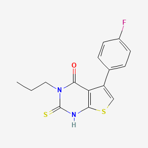 molecular formula C15H13FN2OS2 B12115790 5-(4-fluorophenyl)-3-propyl-2-sulfanyl-3H,4H-thieno[2,3-d]pyrimidin-4-one CAS No. 568555-37-3