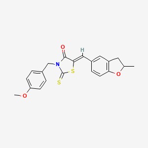 molecular formula C21H19NO3S2 B12116303 (5Z)-3-(4-methoxybenzyl)-5-[(2-methyl-2,3-dihydro-1-benzofuran-5-yl)methylidene]-2-thioxo-1,3-thiazolidin-4-one 