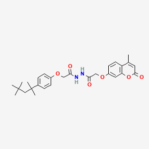 molecular formula C28H34N2O6 B12116334 2-[(4-methyl-2-oxo-2H-chromen-7-yl)oxy]-N'-{[4-(2,4,4-trimethylpentan-2-yl)phenoxy]acetyl}acetohydrazide 