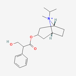 molecular formula C20H30NO3+ B1211636 3-hydroxy-2-phenylpropanoic acid [(1R,5R)-8-methyl-8-propan-2-yl-8-azoniabicyclo[3.2.1]octan-3-yl] ester 