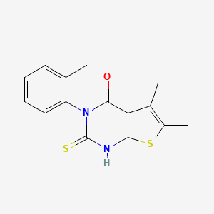 molecular formula C15H14N2OS2 B12116477 5,6-dimethyl-3-(2-methylphenyl)-2-sulfanyl-3H,4H-thieno[2,3-d]pyrimidin-4-one CAS No. 731827-08-0