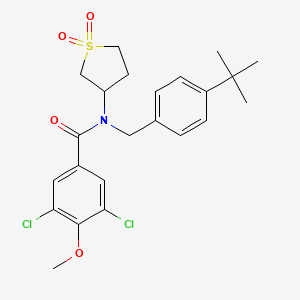 molecular formula C23H27Cl2NO4S B12116511 N-(4-tert-butylbenzyl)-3,5-dichloro-N-(1,1-dioxidotetrahydrothiophen-3-yl)-4-methoxybenzamide 
