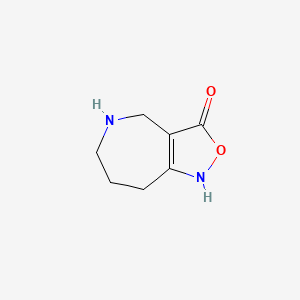molecular formula C7H10N2O2 B1211652 1,4,5,6,7,8-Hexahydro-3h-[1,2]oxazolo[4,3-c]azepin-3-one CAS No. 98977-43-6