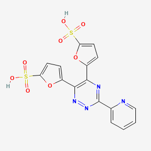 molecular formula C16H10N4O8S2 B1211663 3-(2-PYRIDYL)-5,6-bis-[2-(5-FURYL-SULFONIC ACID)]-1,2,4-TRIAZINE 