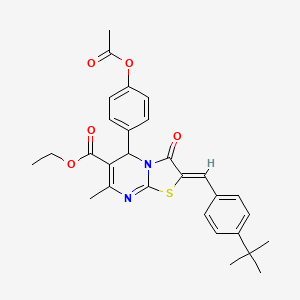 molecular formula C29H30N2O5S B12116635 ethyl (2Z)-5-[4-(acetyloxy)phenyl]-2-(4-tert-butylbenzylidene)-7-methyl-3-oxo-2,3-dihydro-5H-[1,3]thiazolo[3,2-a]pyrimidine-6-carboxylate 
