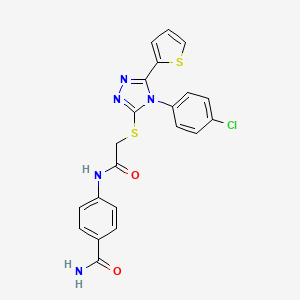 molecular formula C21H16ClN5O2S2 B12116644 4-[({[4-(4-chlorophenyl)-5-(thiophen-2-yl)-4H-1,2,4-triazol-3-yl]sulfanyl}acetyl)amino]benzamide 