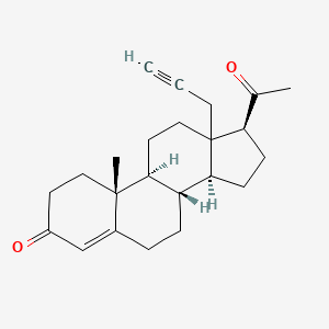 molecular formula C23H30O2 B1211666 (8S,9S,10R,14S,17S)-17-acetyl-10-methyl-13-prop-2-ynyl-1,2,6,7,8,9,11,12,14,15,16,17-dodecahydrocyclopenta[a]phenanthren-3-one CAS No. 80899-87-2