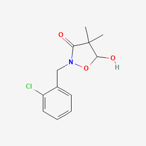 molecular formula C12H14ClNO3 B12116879 3-Isoxazolidinone, 2-[(2-chlorophenyl)methyl]-5-hydroxy-4,4-dimethyl- CAS No. 81778-16-7