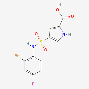 molecular formula C11H8BrFN2O4S B12117009 4-[(2-bromo-4-fluorophenyl)sulfamoyl]-1H-pyrrole-2-carboxylic acid 