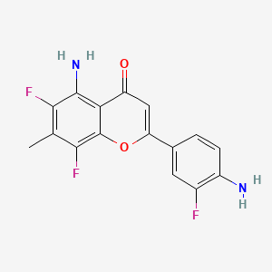 molecular formula C16H11F3N2O2 B1211705 5-amino-2-(4-amino-3-fluorophenyl)-6,8-difluoro-7-methyl-4H-1-benzopyran-4-one CAS No. 165179-35-1