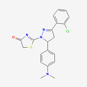 molecular formula C20H19ClN4OS B12117152 4(5H)-Thiazolone, 2-[3-(2-chlorophenyl)-5-[4-(dimethylamino)phenyl]-4,5-dihydro-1H-pyrazol-1-yl]- CAS No. 1432375-69-3