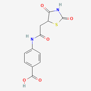molecular formula C12H10N2O5S B12117184 4-{[(2,4-Dioxo-1,3-thiazolidin-5-yl)acetyl]amino}benzoic acid 
