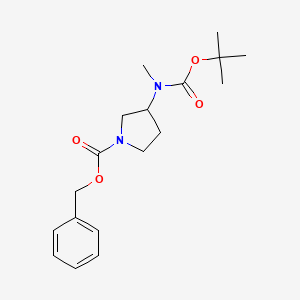 molecular formula C18H26N2O4 B12117275 1-Pyrrolidinecarboxylic acid,3-[[(1,1-dimethylethoxy)carbonyl]methylamino]-, phenylmethyl ester,(3R)- 