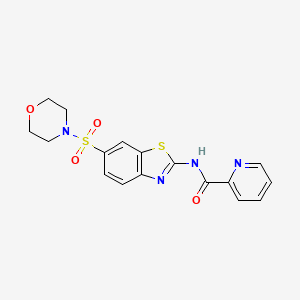 molecular formula C17H16N4O4S2 B12117396 N-[(2E)-6-(morpholin-4-ylsulfonyl)-1,3-benzothiazol-2(3H)-ylidene]pyridine-2-carboxamide 