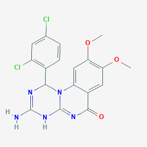 molecular formula C18H15Cl2N5O3 B12117455 3-amino-1-(2,4-dichlorophenyl)-8,9-dimethoxy-1,4-dihydro-6H-[1,3,5]triazino[1,2-a]quinazolin-6-one 