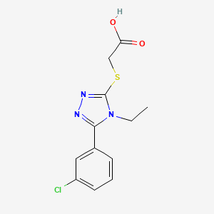 molecular formula C12H12ClN3O2S B12117481 [5-(3-Chloro-phenyl)-4-ethyl-4H-[1,2,4]triazol-3-ylsulfanyl]-acetic acid 