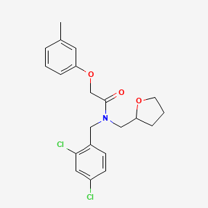 molecular formula C21H23Cl2NO3 B12117563 N-(2,4-dichlorobenzyl)-2-(3-methylphenoxy)-N-(tetrahydrofuran-2-ylmethyl)acetamide 